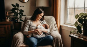 New mom breastfeeding her baby at home – Breastfeeding Guide for New Moms